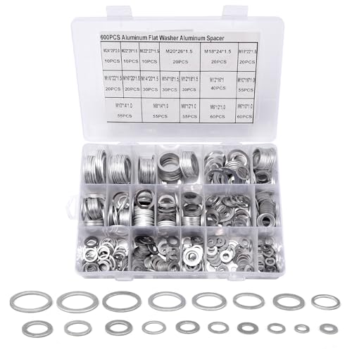Image of 600pcs Crush Washer Oil Drain Plug, Oil Plug Crush Washers Oil Drain Plug Washer Oil Drain Plug Gasket Oil Plug Seal Copper Oil Plug Washer Automotive Engine Oil Plug Crush Washers