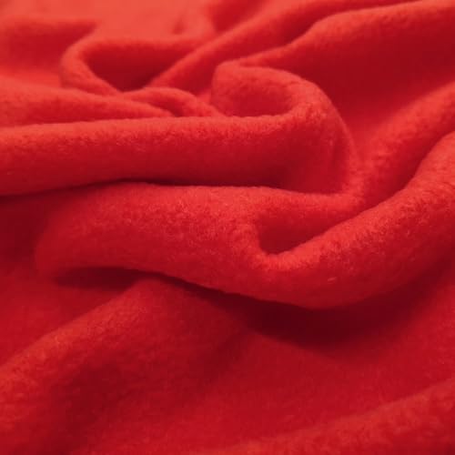 Pile polare - tessuto, soffice in microfibra di 100% poliestere - stoffa al metro (Rosso)