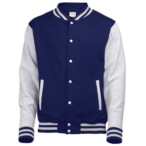 Awdis Unisex Varsity Jacket (S) (Oxford Navy/Heather Gray)