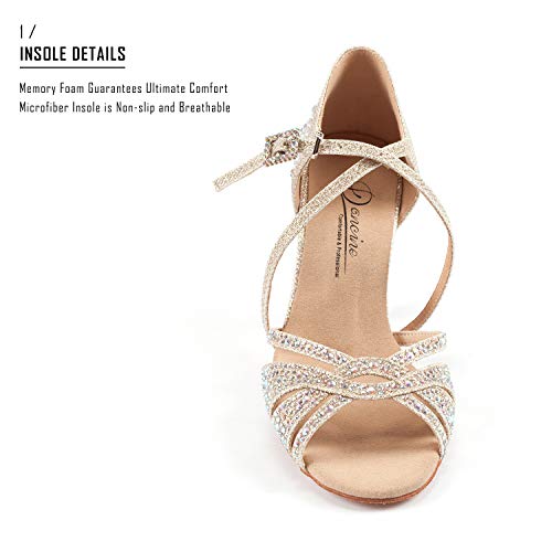 Dancine Starry Professional Ballroom Latin Salsa Social Wedding Dance Shoes,Double-Layer Heel Tip,8.5cm/3.3" Heel - Image 3