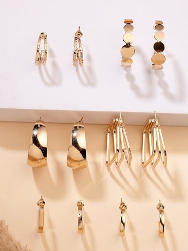 Image of Bohey by KARATCART Set of 6 Gold-Plated Multi-Design Hoop Earrings for Women