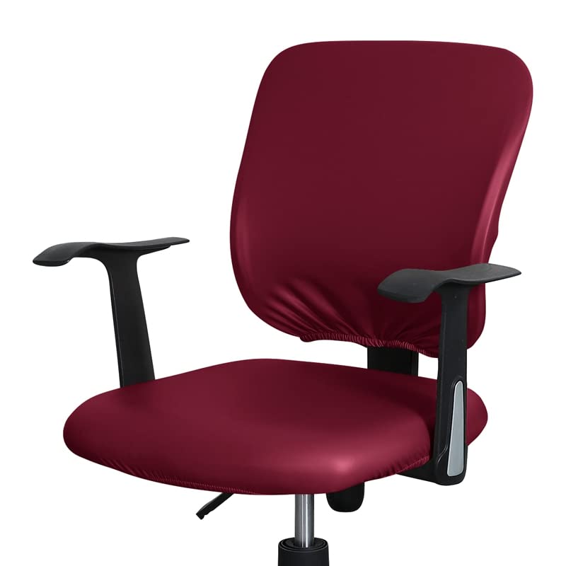 HAPPYDOG PU Leather Office Computer Chair Cover - Waterproof Stretchable Universal Chair Covers Rotating Chair Slipcover (Red)
