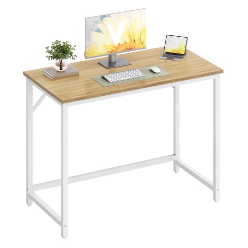 VASAGLE Tisch, Computertisch, Bürotisch, 100 x 50 x 76 cm, für Arbeitszimmer, Schlafzimmer, Wohnzimmer, natureichenfarben-perlweiß LWD041W70V2