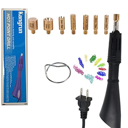 Hotfix Applicator 7 in 1 Hot Fixed Wand Bedazzler Kit Rhinestones Setter Wand Tool with 7 Different Tip Sizes DIY Bedazzler Kit with Rhinestones with Support Stand (American standard (black))