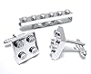 Chrome Plated Cufflinks and Tie Clip Set Handmade using Building Bricks * #1