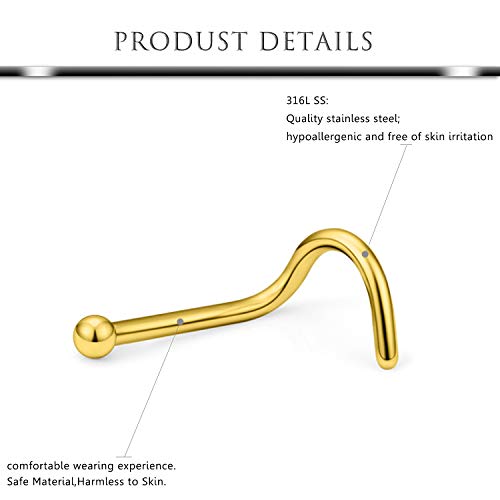 Hoeudjo 16Pcs Nose Rings 18G Nose Studs Surgical Steel 1.5MM Clear Crystal Nostril Ring Body Piercing Jewelry for Women Men2