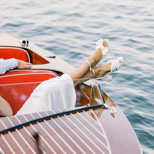 VIMISAOI Women's Bow Knot Heeled Sandals Open Toe High Block Chunky Heels Ankle Buckle Strap Pleated Bride Wedding Party Dress Shoes4