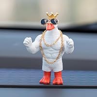 KIAYOO Mini Canard Musclé Blanc - Figurine Drôle Pour Voiture, Bureau Et Maison