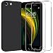 iPhone SE 2020/2022 Case with 2 x Tempered Glass Screen Protector, iPhone SE 5G (3rd Gen) Liquid Silicone Phone Case, Silky-Soft Touch Full-Body Cover, 4.7", Black