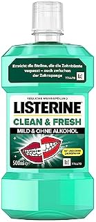 LISTERINE Clean & Fresh (500 ml), antybakteryjny płyn do płukania jamy ustnej z olejkami eterycznymi, płyn do płukania jamy ustnej bez alkoholu, idealne uzupełnienie codziennej pielęgnacji zębów z