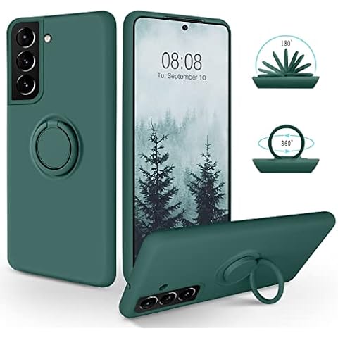 SouliGo Samsung Galaxy S22 Plus Case Silicone Gel 360° Ring Holder Kickstand Magnetic Car Mount Slim Soft Rubber Anti-Scratch Protective Phone Cover for Samsung S22 Plus 5G 6.6" 2022 - Midnight Green Cover