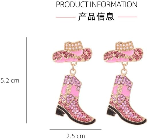 Rhinestone Western Boots Earrings Cowgirl Cowboy Enamel Hat Crystal Rodeo Boot Drop Dangle Earrings Sparkly Western Earrings for Women - Image 4