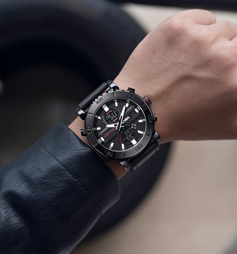 Image of V2A Alloy Case and Genuine Leather Band Analog Digital Fashion Watch for Men Men's Watch | Gifts for Men
