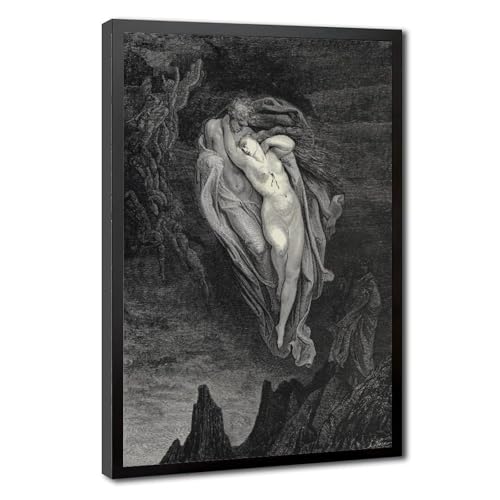 Impression sur toile Paolo et Francesca Gustave Dore cadre 20x30 cm