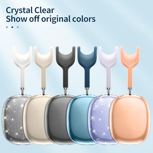 Fintie Case Cover for AirPods Max Headphone, Soft TPU Clear Anti-Scratch Protective Cover, Transparent Accessories Skin Protector for Airpods Max, Clear Orange