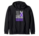 Overdose Awareness Purple Ribbon Usa Flag Drug Addiction Sudadera con Capucha