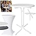 Produktbild Onbest Stehtisch klappbar  110cm hoch - in 2 Farben mit festlicher Husse  Ø80 cm Tischplatte  rund für In- & Outdoor Bistrotisch  Biertisch  Gartentisch - Klapptisch (Stehtisch Weiß)