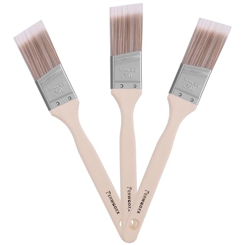 Paint Brush 1.5IN Stain Brushes for Painting Walls House Touch-Ups Furnitures and Fence Staining Wooden Handle Masonry Paintbrush(3 Packs)