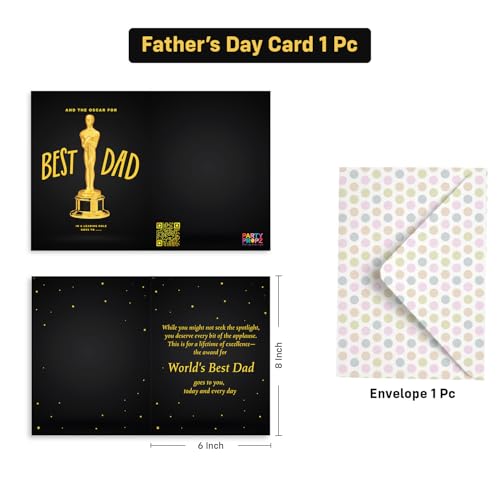 Image of Party Propz Happy Fathers Day Greeting Card - 1 Pc Best Dad Oscar Card for Papa, Best Dad Gifts, Fathers Day Gift, Gifts for Papa (Cardstock)