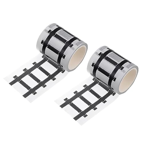 Kudjnfhya 2個入り 33フィート ブラック アート ジャーナル スクラップブック プランナー テープ 子供用 漫画 DIY 道路 トラック 交通 紙テープ