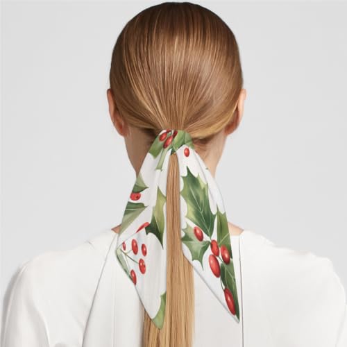 Square Silk Scarf for Women, Christmas Xmas Holly Leaf Lightweight Women's Fashion Scarves Wraps for Hair, Breathable Neck Scarf for Ladies Girls Dressy, 23.6x23.6 in4