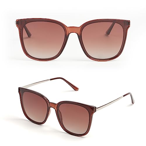 Image of Trendy TAC Polarized Square Sunglasses for Women Men, Oversized Lightweight TR90 Frame UV400 Protection