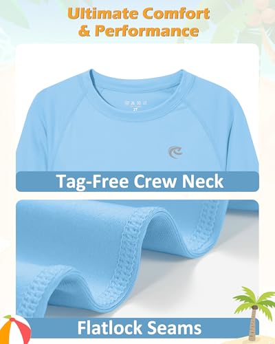 Image of Boys UPF 50+ Swim Shirt Long Sleeve, 1 or 2 Pack Rash Guard Tops
