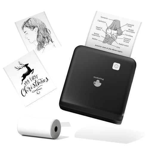 Phomemo M02 Pro 300 DPI Mini Drucker, Taschendrucker Bluetooth Fotodrucker für Smartphone, Thermodrucker kompatibel mit 15,25,50mm Papier, Ideal für Notizen, Studium, Scrapbooking, Fotos-Schwarz