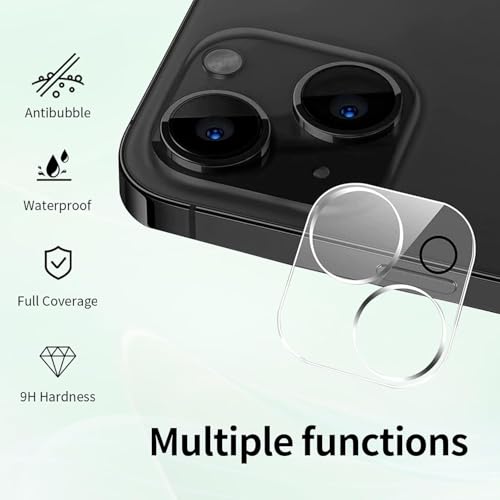 Image of Camera Lens Protector Compatible with iPhone 14 Plus (Pack of 3) | 9H Tempered Glass Camera Lens Guard | Scratch Resistant | HD Clear | Anti-Fingerprint | Easy Installation | Bubble Free