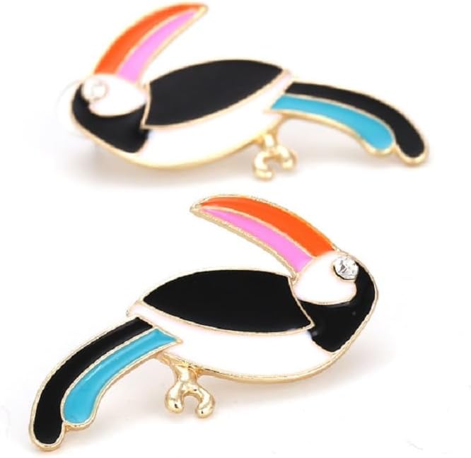 Parrot Toucan Earrings, Rhinestone Tropical Parrot Bird Dangle Earrings for Women, Bohemian Parrot Vacation Earrings for Ladies, Cute Animal Parrot Statement Earrings Summer Boho Jewelry - Image 2