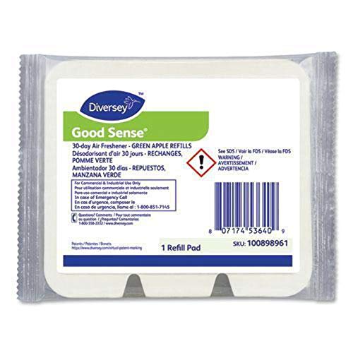 Diversey 100898961 Good Sense 30-Day Air Freshener, Fits Most Dispensers, Green Apple Scent, 1 Refill Pad, 1-Count #TOP4