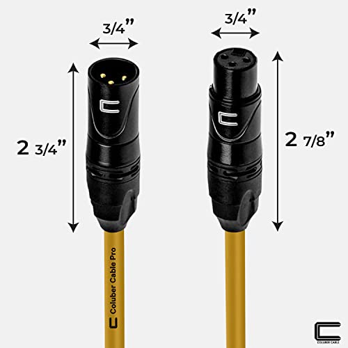 Balanced XLR Cable Male to Female - 100 Feet Yellow - Pro 3-Pin Microphone Connector for Powered Speakers, Audio Interface or Mixer for Live Performance & Recording