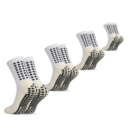 Yufree 4 Pairs Mens Grip Soccer Socks Non Slip Grippy...
