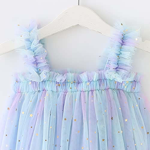 Agqt Baby Girls Tutu Dress Sleeveless Kids Tulle Birthday Party Dresses Casual Playwear Tunic Babydoll Dress Sequin Star-Light Blue Size 18-24 Months #TOP5
