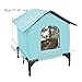 Cat House for Outside Cats, Winter Portable Elevated Feet Pet Houses, Weatherproof & Insulated Oxford Cloth Cat House Shelter for Indoor Outdoor Feral Stray Barn Cats and Small Animals, S Blue