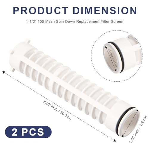 1-1/2\" 100 Mesh Spin Down Sediment Replacement Water Filter Screen, Spin Down 100 Sediment Filter Replacement for Rusco Vu Flow filter for Well Pump and Sprinkler Irrigation Filter System, 2 Pcs - Thumbnail 2