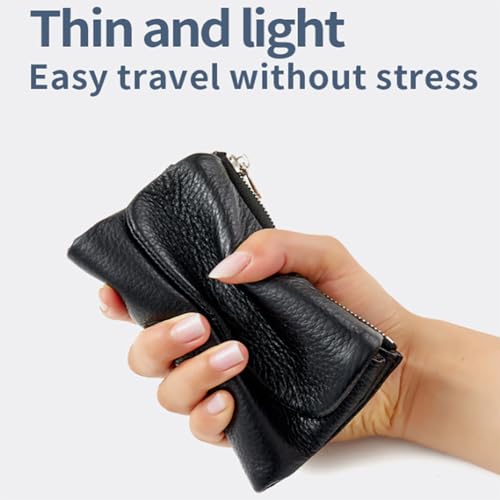 Joyfullygo Wallet, Unisex Pebble Leather Wallet, Small Coin Card Purse for Women with Credit Card Holder, Coin Holder & Cash Slots (Dark Blue) 6