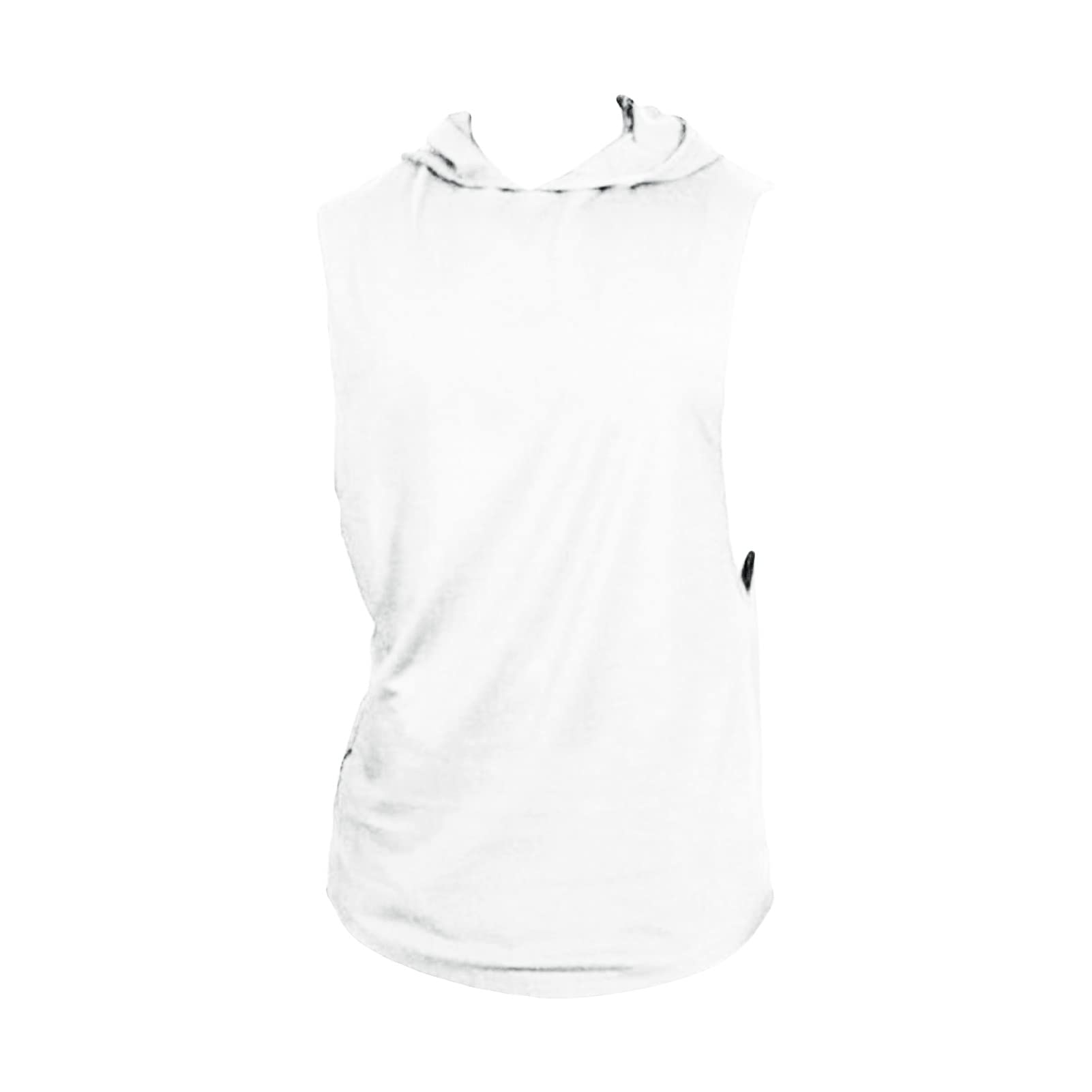 Men Slim Fit Hooded Tank Top Gym Sleeveless Workout Hoodie Sweatshirts Bodybuilding Fitness Muscle Hoodies Vests (White,Medium)
