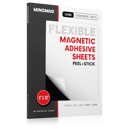 10pk Magnetic Sheets with Adhesive Backing 8x10 inch | Cut to Size Magnet Sheets for Dies, Photos, Stamps, Crafts