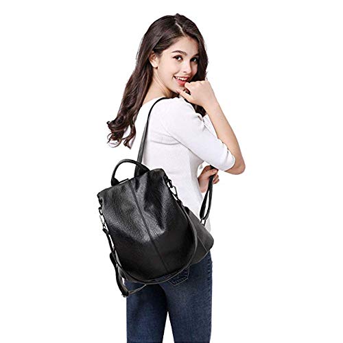 Mochila de couro Feminina Casual Daypack - 116 (Preto)