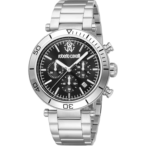 Just Cavalli RC5G128M0055 Men’s Round Chronograph Watch 43mm Silver Grey/Silver