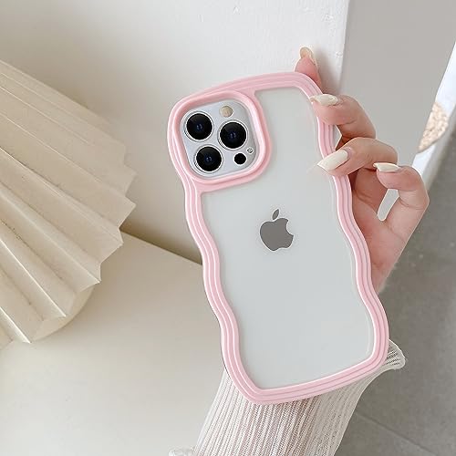 Coque iPhone 15 Pro mignonne idée cadeau fille avec motif vague rose