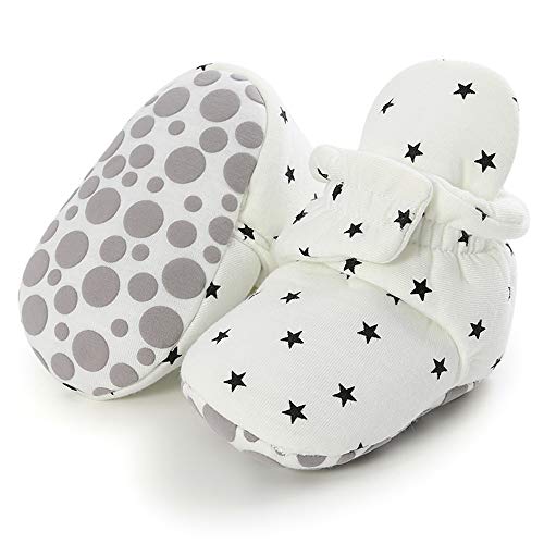 Image of Timatego Newborn Baby Boys Girls Booties Stay On Socks Non Skid Soft Sole Infant Toddler Warm Winter House Slipper Crib Shoes 0-18 Months