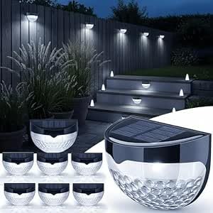 GloBrite - Solar Lights Outdoor Garden - Pack of 8 Outdoor Lights - Waterproof Night Light for Pathway, Patio, Deck, Fence - Solar Security Light with Dusk to Dawn Sensor - Outdoor Lighting