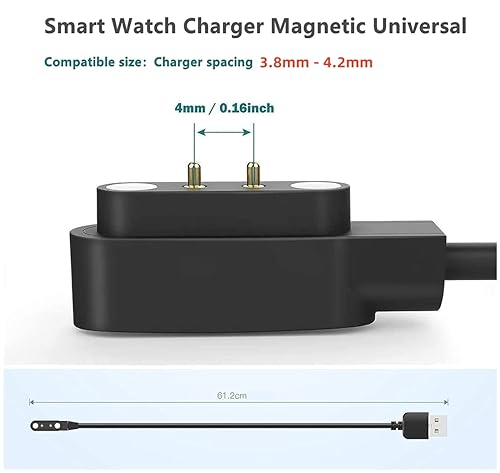 Cable magnético de repuesto para reloj inteligente conector universal de 2 pines de 4mm 2
