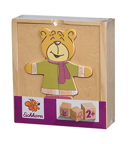 Eichhorn 100005401 - Bären-Puzzle, mit versch. Kleidungsstücken zum Wechseln, 4 Verschiedene Motive, Keine Motivauswahl möglich, Lieferumfang 1 STK., FSC 100% Zertifiziertes Lindensperrholz