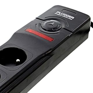 Plugger Bloc multiprise électrique noir 5 prises 16A avec terre, interrupteur, télécommande sans fil pour chaque prise, Câble de 1,4m. Puissance 2300W pour maison, bureau, home studio. Haute qualité.