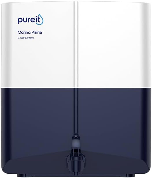 HUL Marina Prime Mineral RO+MF 6 stage 7L Wall mount Up to 45% Water Savings Suitable for Borewell, Tanker & Muncipal Water (Blue & white)
