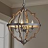 Saint Mossi 4-Lights Wooden Finish Farmhouse Chandelier Light Fixture,Rustic Globe Chandelier Style,Globe Pendant Light Farmhouse Pendant Light Fixtures,H22 x D20,Chain Adjustable