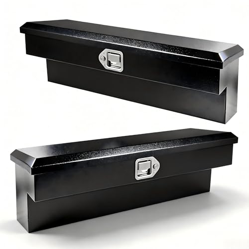 Image of 36 Inch Side Mount Tool Box 2 Pack, 36.8 x 12 x 12.5 Inch Steel Pickup Truck Side Tool Box Storage ToolBox with Lock Latch and Keys, Black (Pack of 2)